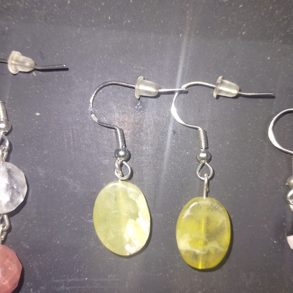 🦋🏵️🦋Set of 3 pairs of Handmade Earrings with Si Precious Stones and 925 SS - Picture 3 of 4